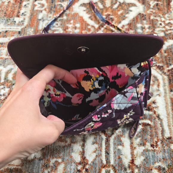 Vera Bradley Indiana Rose All In One Crossbody Adjustable Purple Maroon Floral - Picture 3 of 12